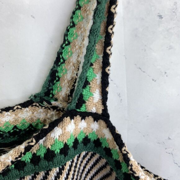 y2k knit Cami Tank Top Womens sz 18 20 2XL Hippy Square Neck crochet Retro Boho - Picture 5 of 10